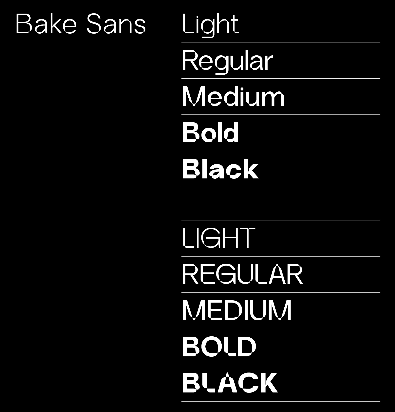 Bake Sans font weights